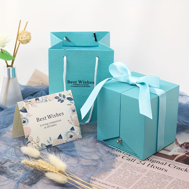 Vera rosa eterna blu premium con campanello e confezione regalo