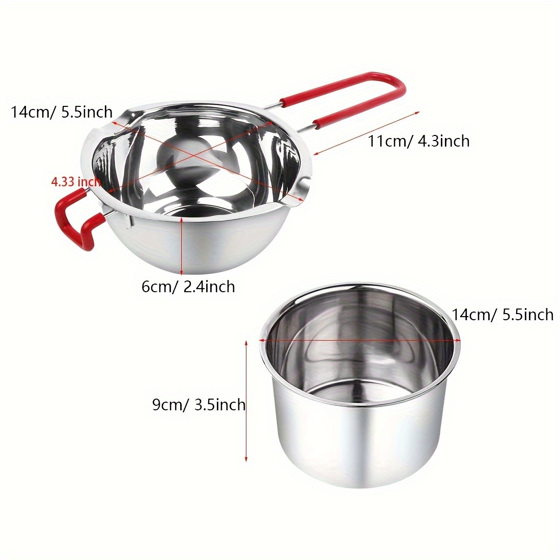Stainless Steel Universal Melting Pot, Heat-Resistant Handle Candle Making Kit,Use for Melted Butter Chocolate Cheese Caramel, Silver