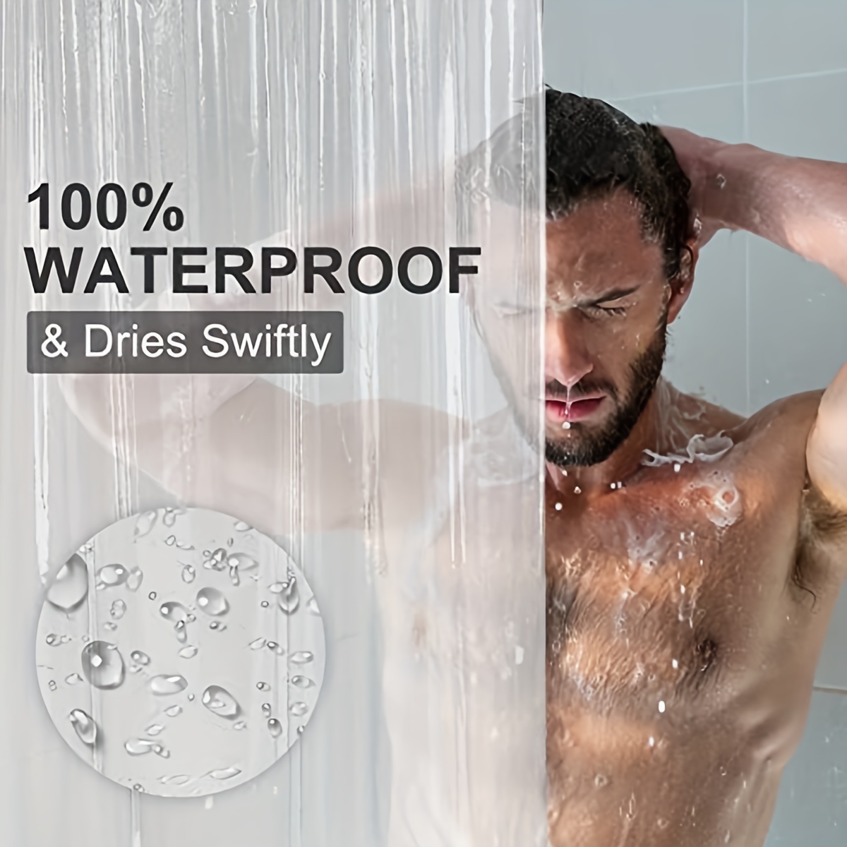 Cortina de ducha transparente impermeable, revestimiento de ducha de  plástico ligero PEVA, cortina de ducha de