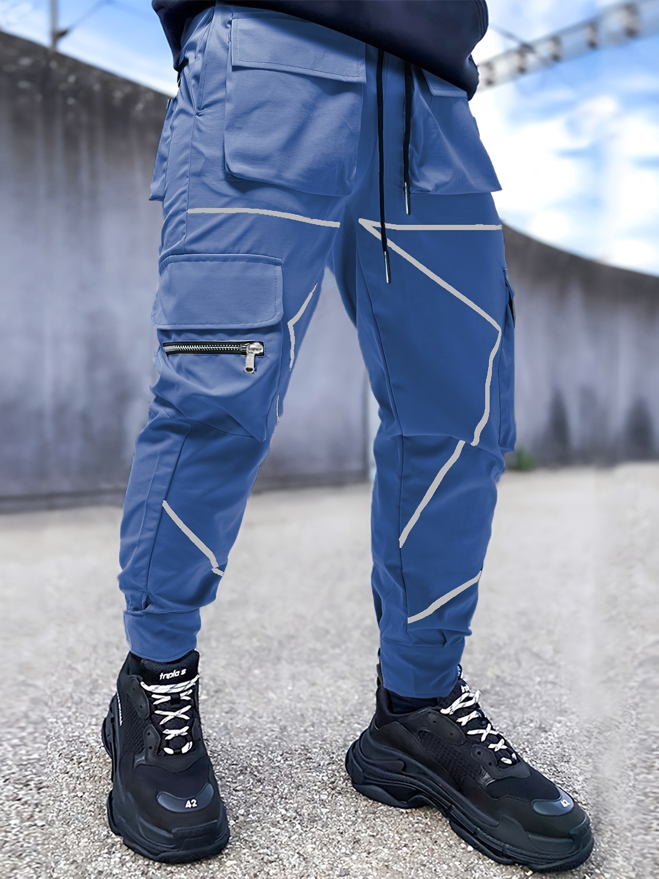 Mens Casual Pants Multi-Pockets Fashion Cargo Joggers Drawstring Relaxed  Fit Streetwear Techwear Pants