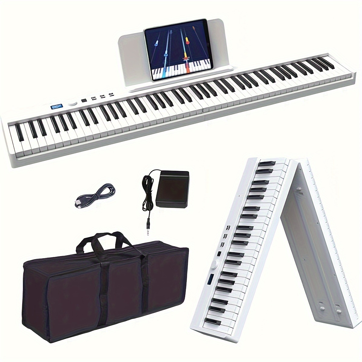 88 Touches Piano Électronique Pliable Multifonctionnel Pour L'enseignement  De La Musique Pour Les Débutants, Taille De Piano Standard, Affichage À
