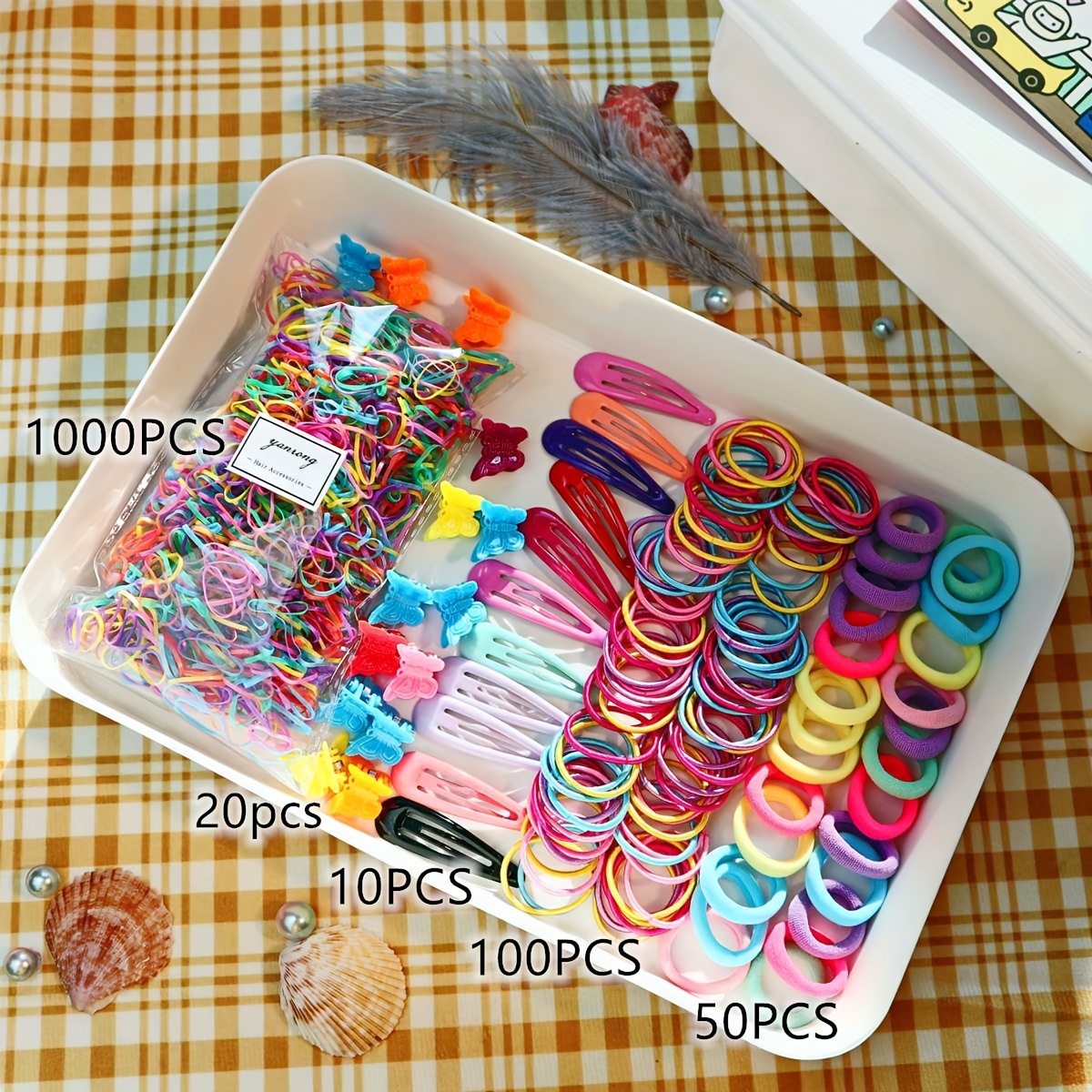 Conjunto de Accesorios Pelo, Accesorios Pelo para Niños Bebé, 780 Piezas  Bandas de Goma Horquillas Pelo, Multicolor Horquillas Clips, Gomas Pelo  Niña