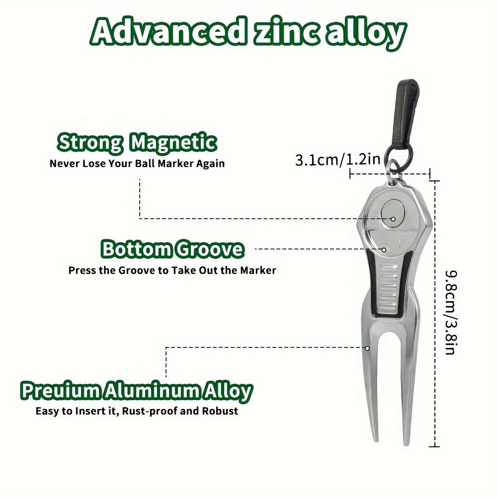 Happyyami 1pc Golf Green Fork Divot Tool and Marker Golfs Golf Tool Golf  Turf Divot Fixer Fishing Net Nylon Thread Metal Divot Tool Training Tool  Pitch Fork Sod Equipment Repair Zinc Alloy 