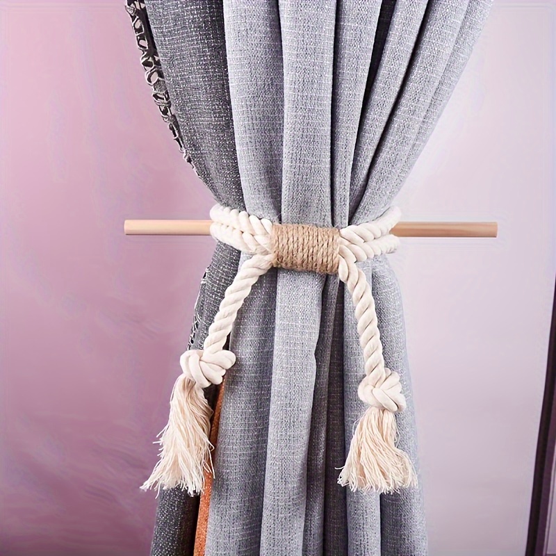 Alzapaños grandes de color gris para cortinas y cortinas con borlas,  decoración de Navidad, 1 par de cortinas para cortinas, cuerda de corbata