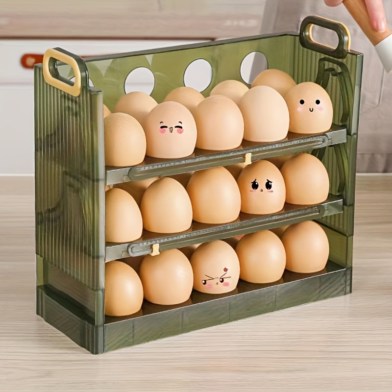 AKKEE Eierkorb Schubladen Eierhalter für bis zu 18 Eier, (1-tlg.,  Transparent Eierbox mit Griff für Küche, Kühlschränken/Frischhalten),  Eierhalter für Kühlschrank, Große Schubladentyp Eierbehälter