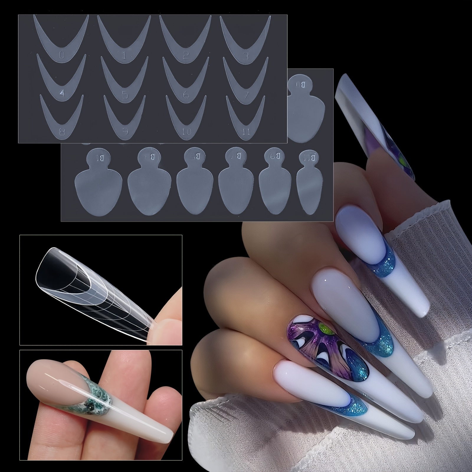 96pcs Dual Forms French Tip Nail Stickers for Builder Gel Quick Building  French Nails Form Mold Nail Stencil Stickers Nail Form Sticker Nail  Extension