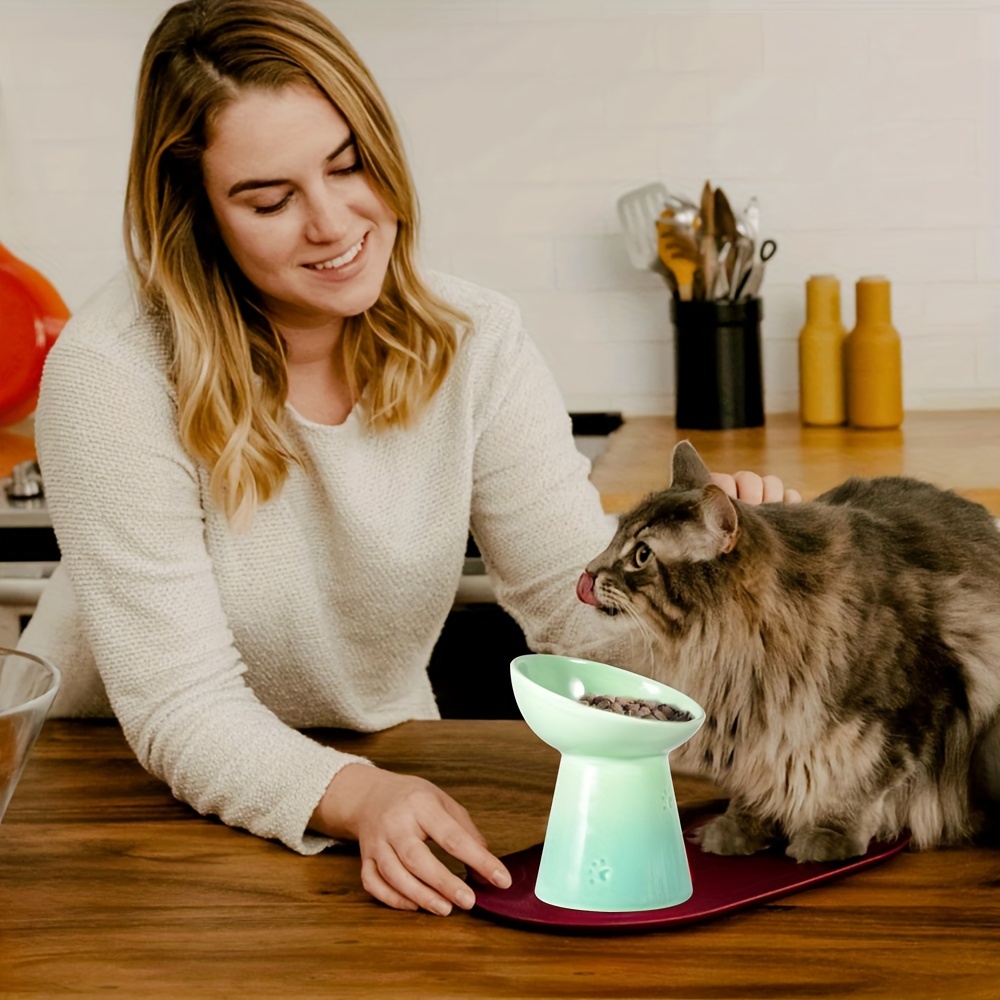 1pc Elevated Pet Food Bowl With Stand, Raised Cat Inclined Feeder Bowl For  Food And Water, Cat Bowl Feeder For Neck Protection