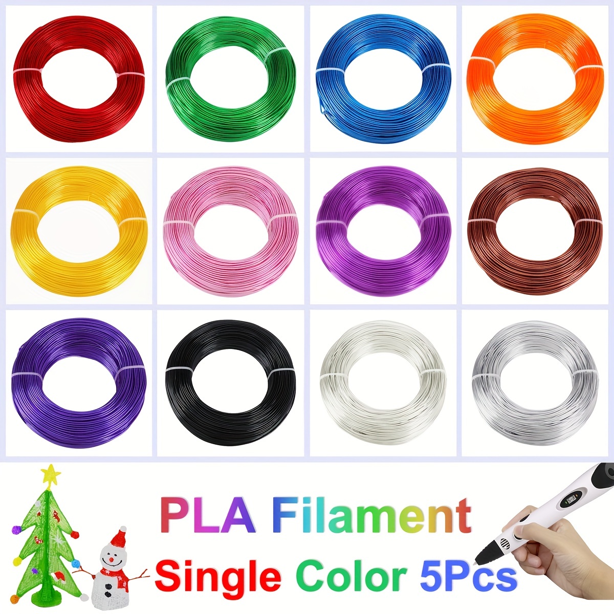

5pcs Single Color Pla Filament For 3d Print Pen, Totally 13-color Options Supplies
