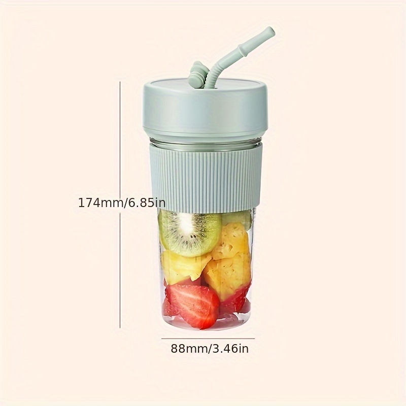 One 3.7v Mini Portable Blender With Straw, Usb Rechargeable Juicer Cup, Six  Blades 304 Stainless Steel For Home And Outdoor Use