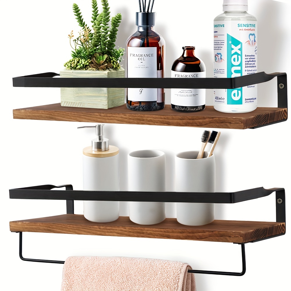 Floating shelves discount with towel rack