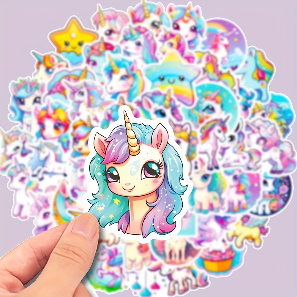 50pcs Cartoon Unicorn Vinyl High Quality Stickers Packs For Water Bottle Car Cup Computer Guitar Skateboard Luggage Bike Motorcycle Snowboard