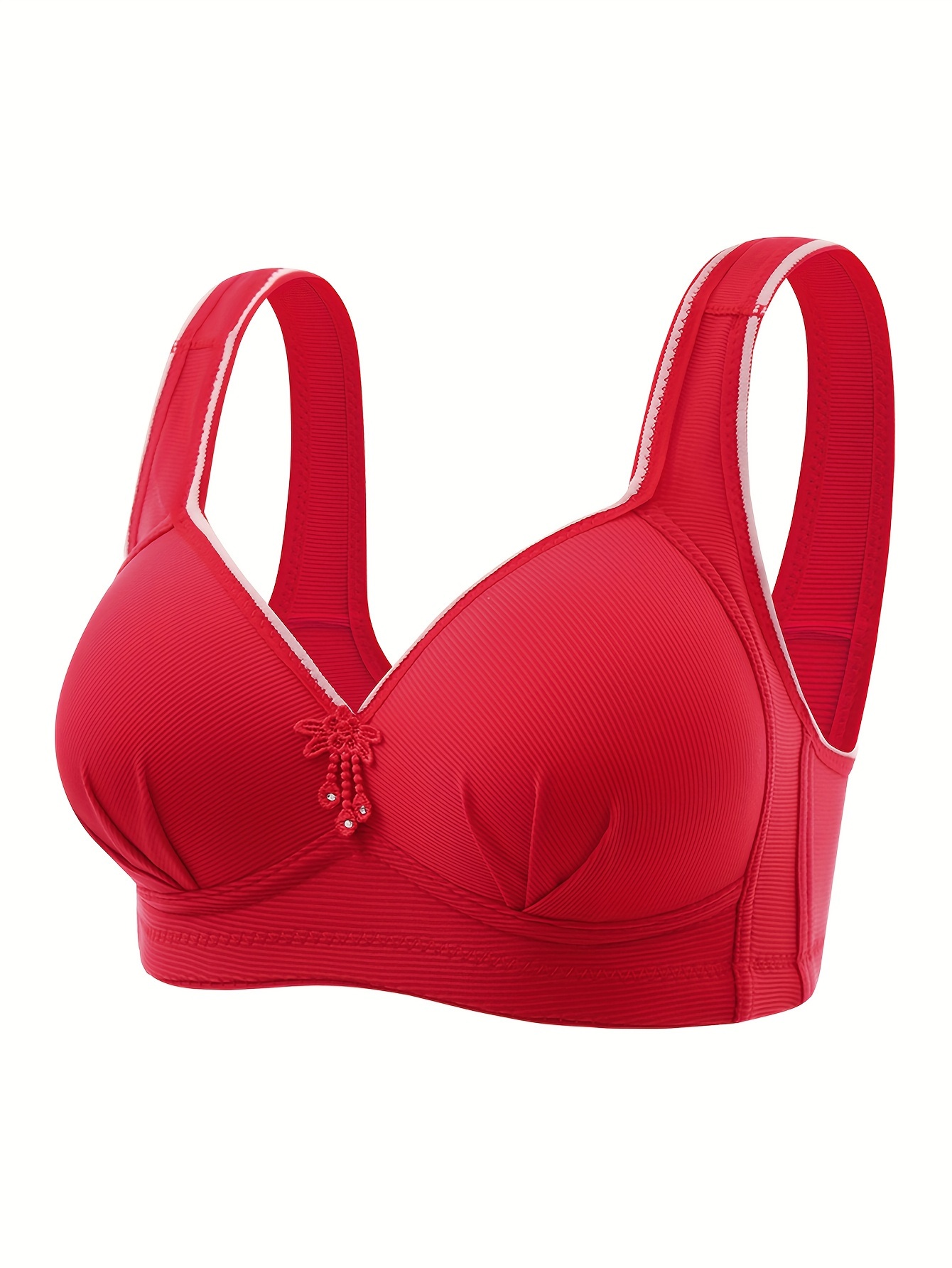 red solid push up bra