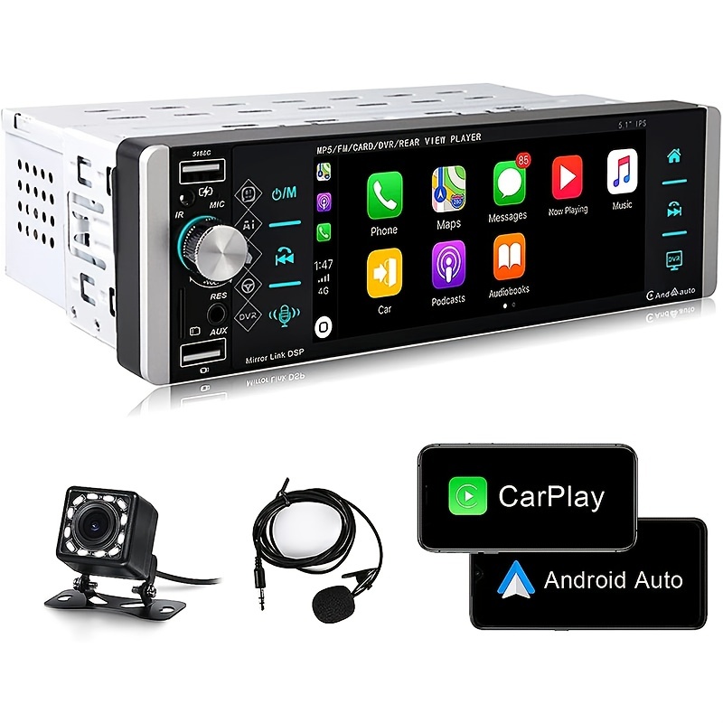 Autoradio 1DIN M/ 10'' Touchskærm - Apple Carplay & Android Auto -  Navigation / Wifi / Bluetooth 5.0 - Autoradio 1DIN -  ApS