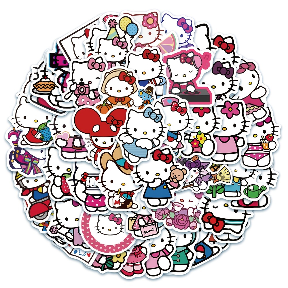 50pcs Cartoon Stickers, Hello Kitty Stickers for Skateboard Guitar Water  Bottle Luggage