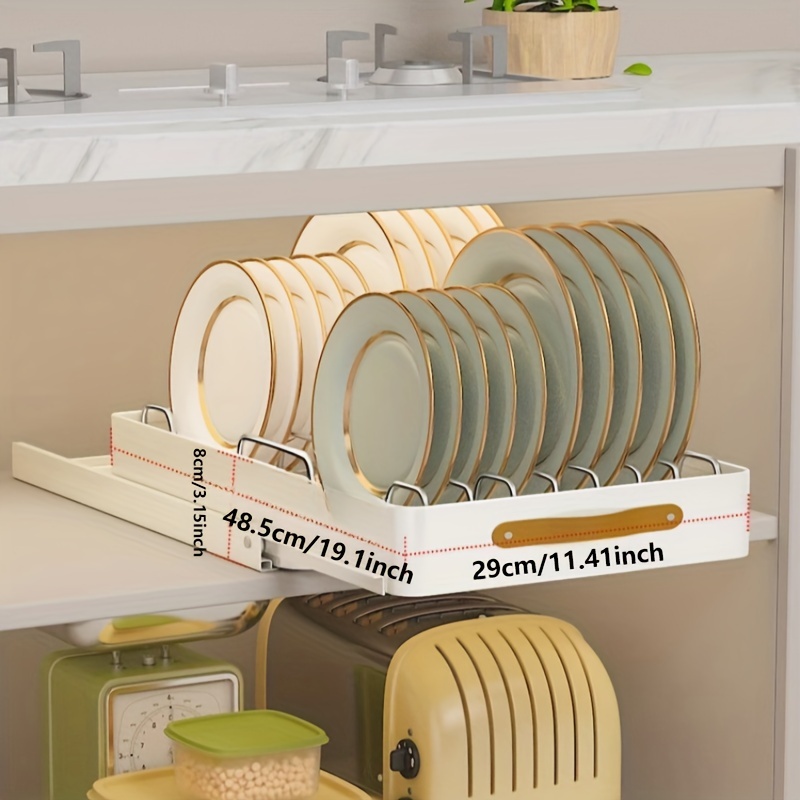 1pc Pull-Out Type Cabinet Organizer, Punching-free Seasoning Dish And Bowl  Storage Shelf Under Cabinet, Heavy Duty Storage And Organization Slide Out