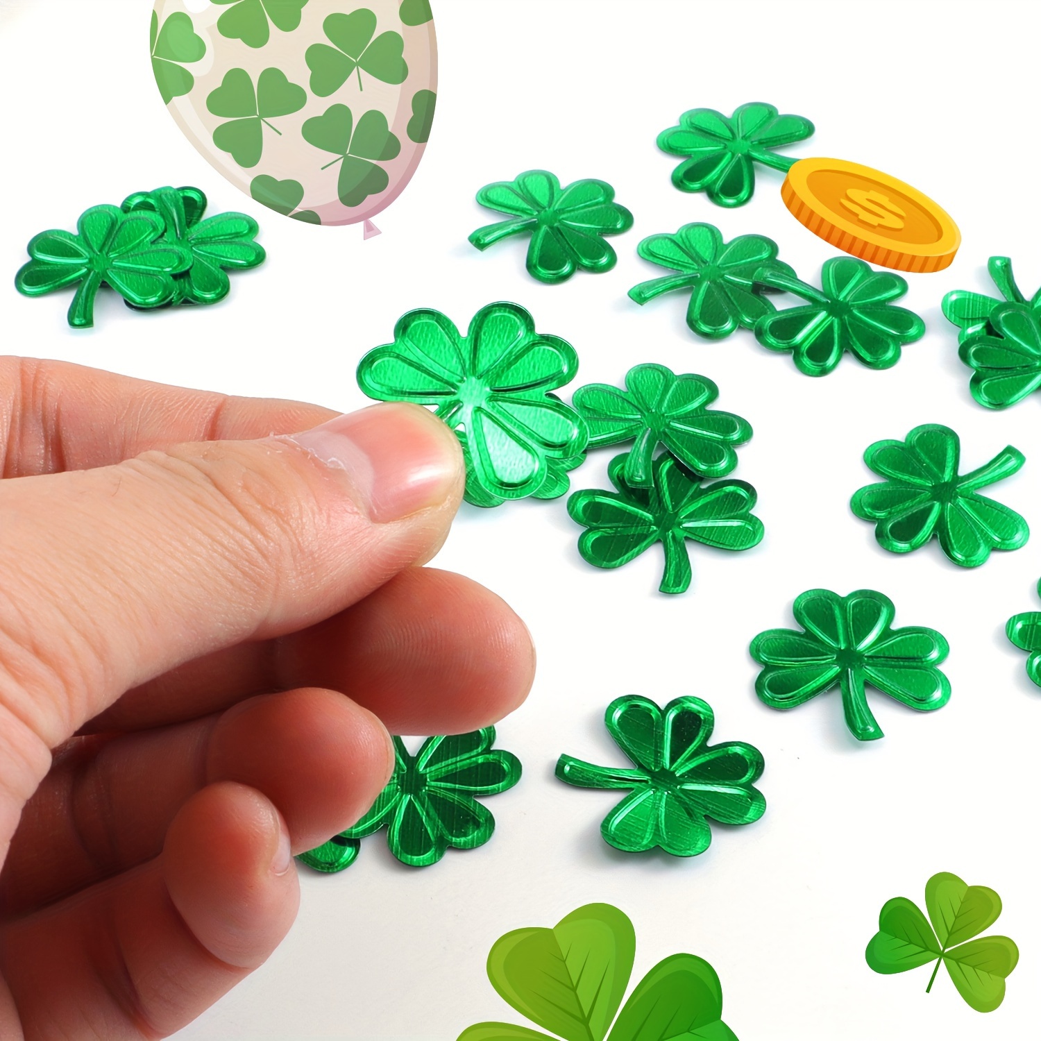 St. Patrick's Day Konfetti - Grüne Kleeblätter Aus Glitzerpapier Für Party-Deko