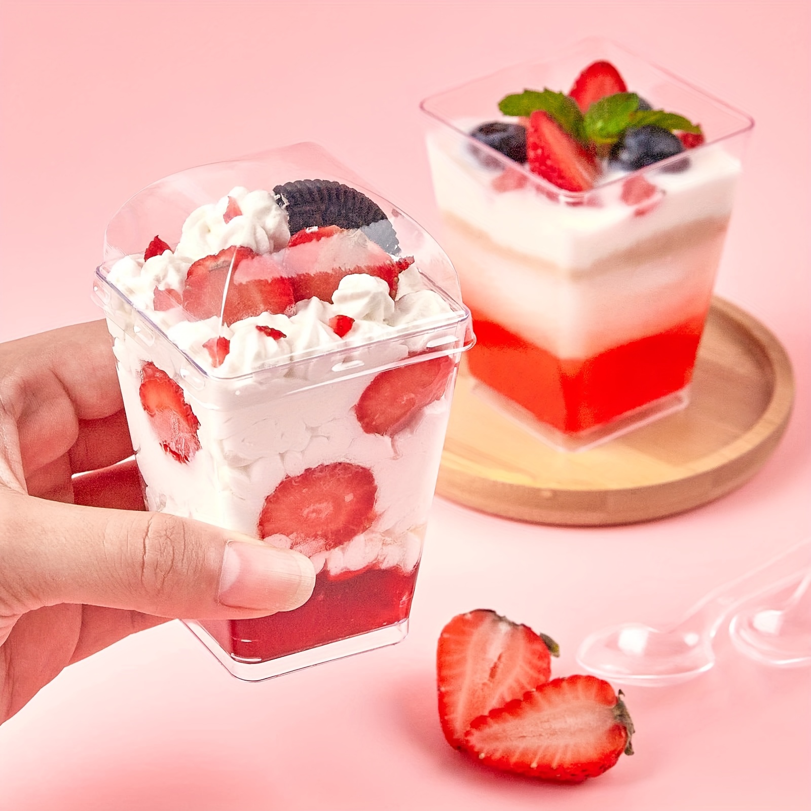 5 oz Plastic Dessert Cups with Lids Parfait Cups with Lids Appetizer Cups  for Party Mini Dessert Cups with Spoons