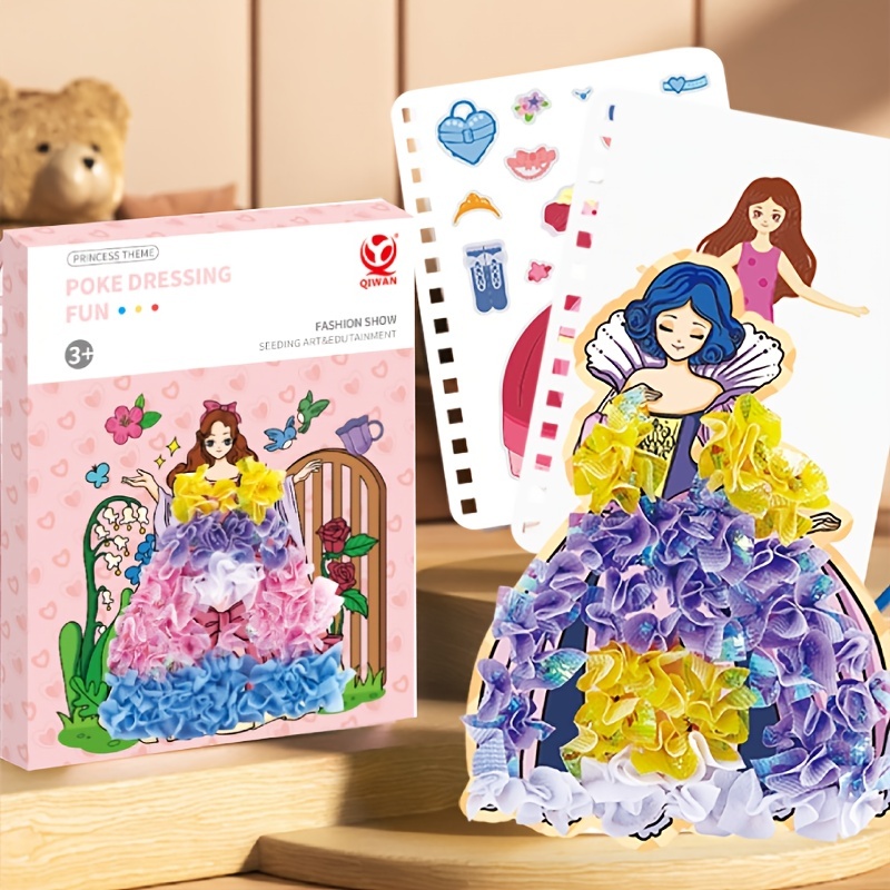 Kit DIY para Artesanato de Vestido de Princesa, Habilidade Motora Fina,  Pintura 3D, Brinquedos para Vestir Princesa (Roxo)