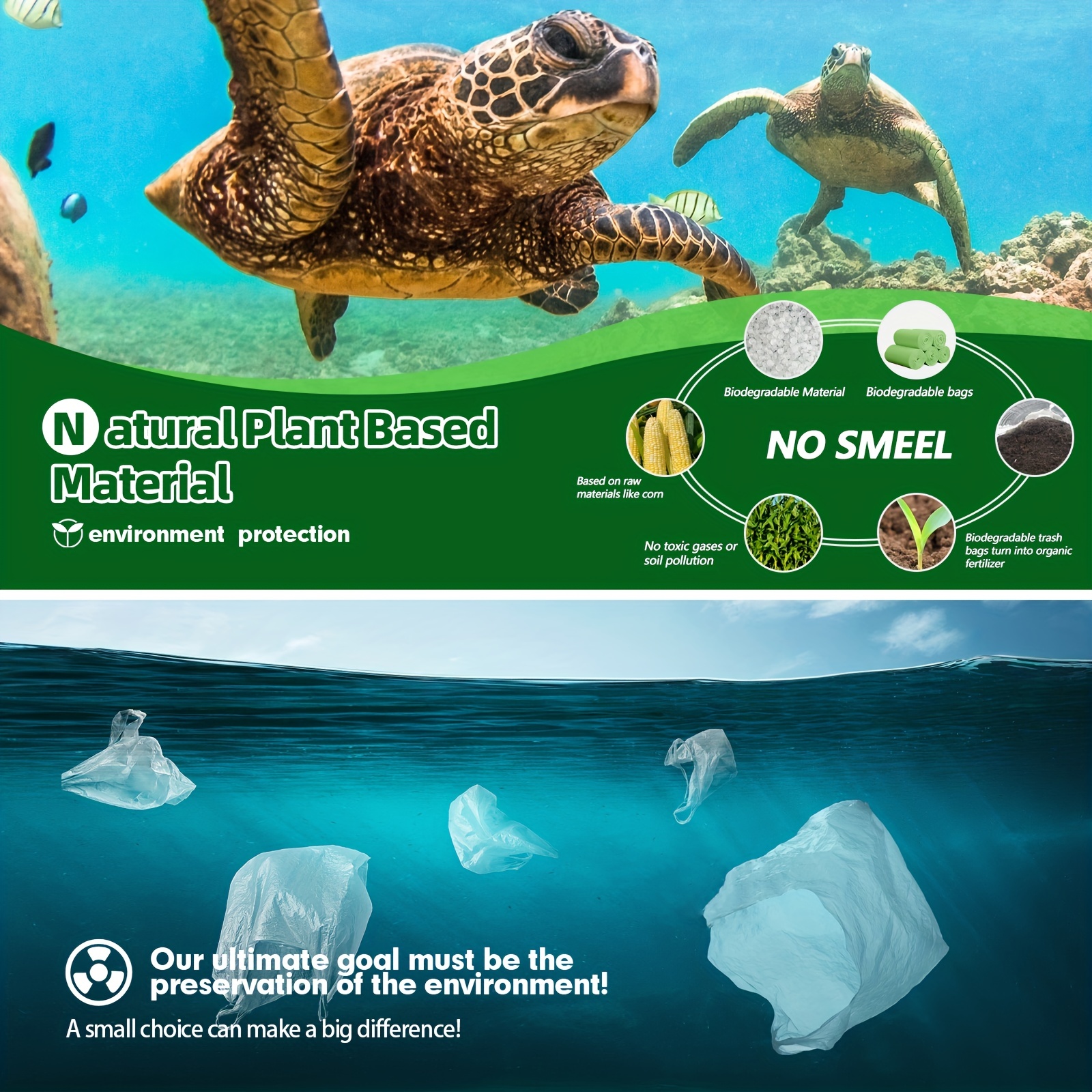 Biodegradable Trash Bags, Extra Strong Small Garbage Bags, Size