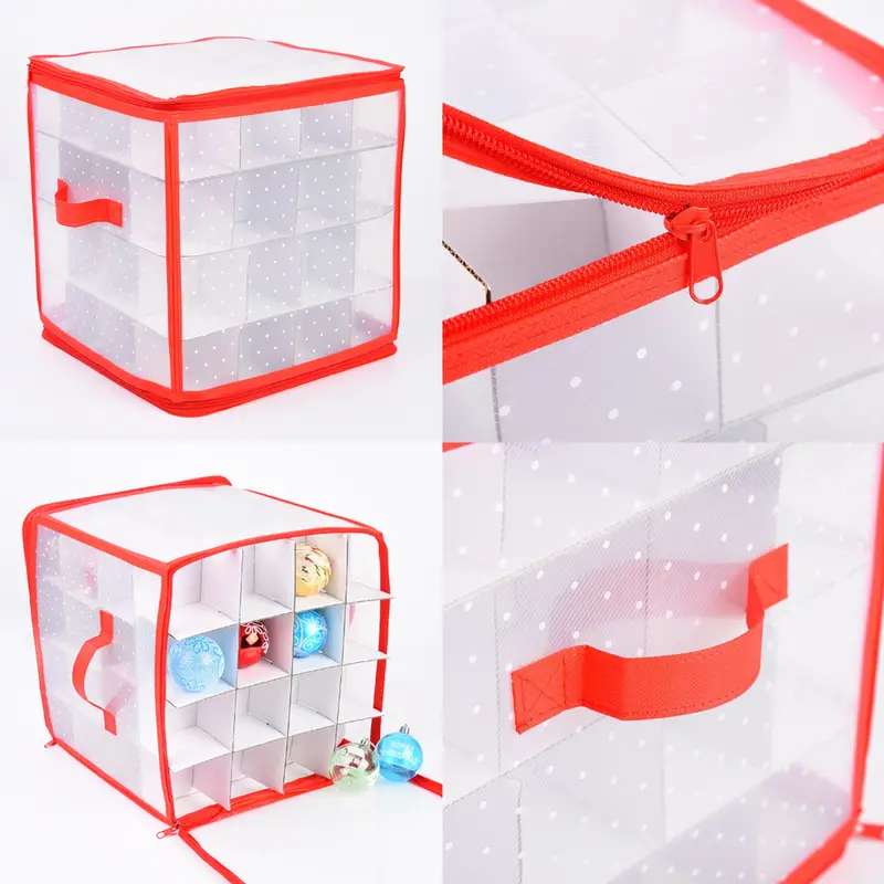 Christmas Ornament Storage Box Dual Zipper Closure Box - Temu