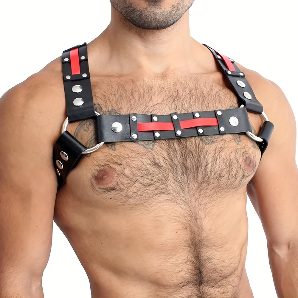 Men's fashion Sexy Adjustable Pu Leather Body Harness Belt Chest Harness  Bondage Costume Fashion Rave Punk Bar Club Wear Accessories