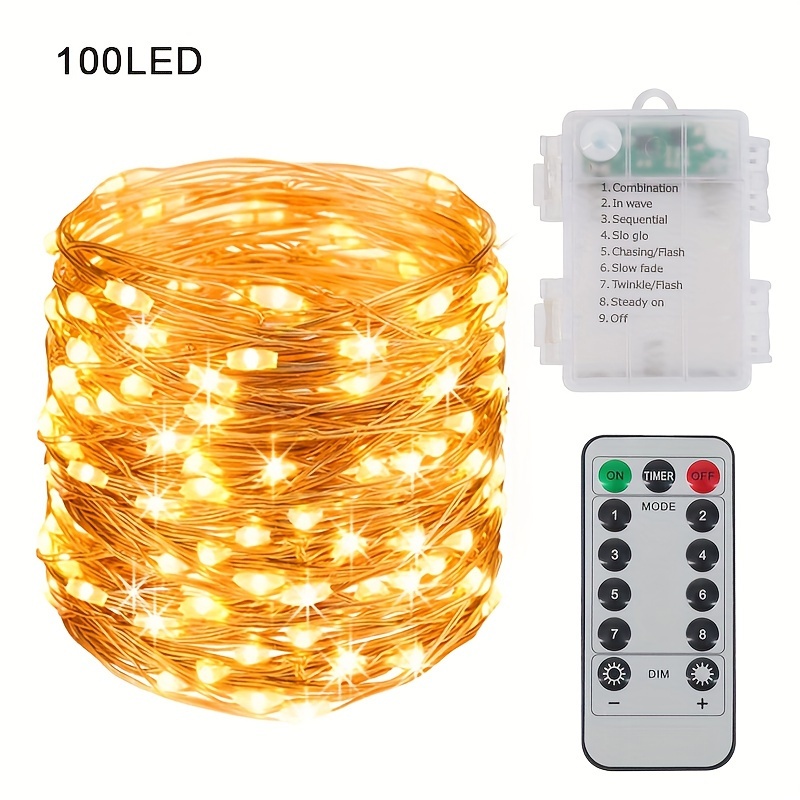 100led Fairy Lights Battery Operated With Remote Control - Temu