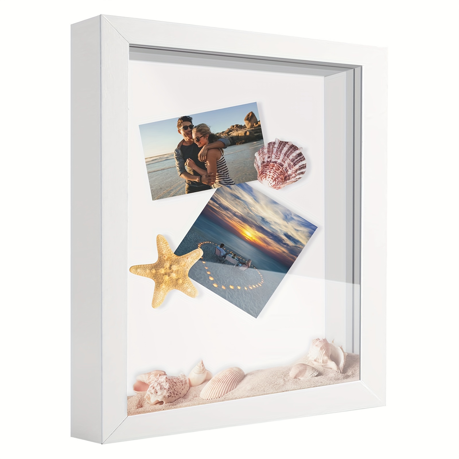 8X8 Shadow Box Frame Display Case with Letter Stickers, Display Case Box  for Mem