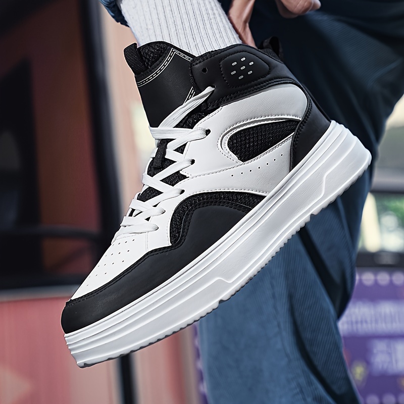 Plus Size Men's Trendy Solid/Colour Block High Top Skate Shoes, Comfy Non Slip Casual Soft Sole Sneakers For Men's Outdoor Activities