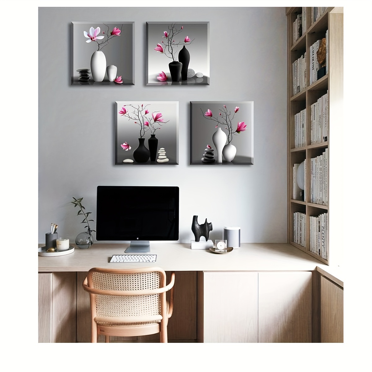 Zen relax 1 - quadro moderno con fiori rosa stampa su tela per bagno centro  benessere spa 70x50 cm