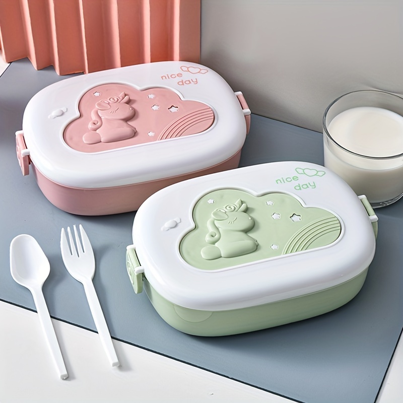 Divided Compartment Portable Lunch Box, Microwave Oven Heating Bento Box,  Oval Cute Cartoon Plastic Lunch Box, Microwave Safe, Rectangle Box,  Leakproof Food Container, For Students,boys,girls And Adults At  School,canteen, Home Kitchen Supplies 