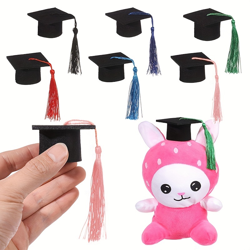 4pcs Graduation Caps Wine Toppers Mini Doctoral Hat with Tassels Wine Bottle