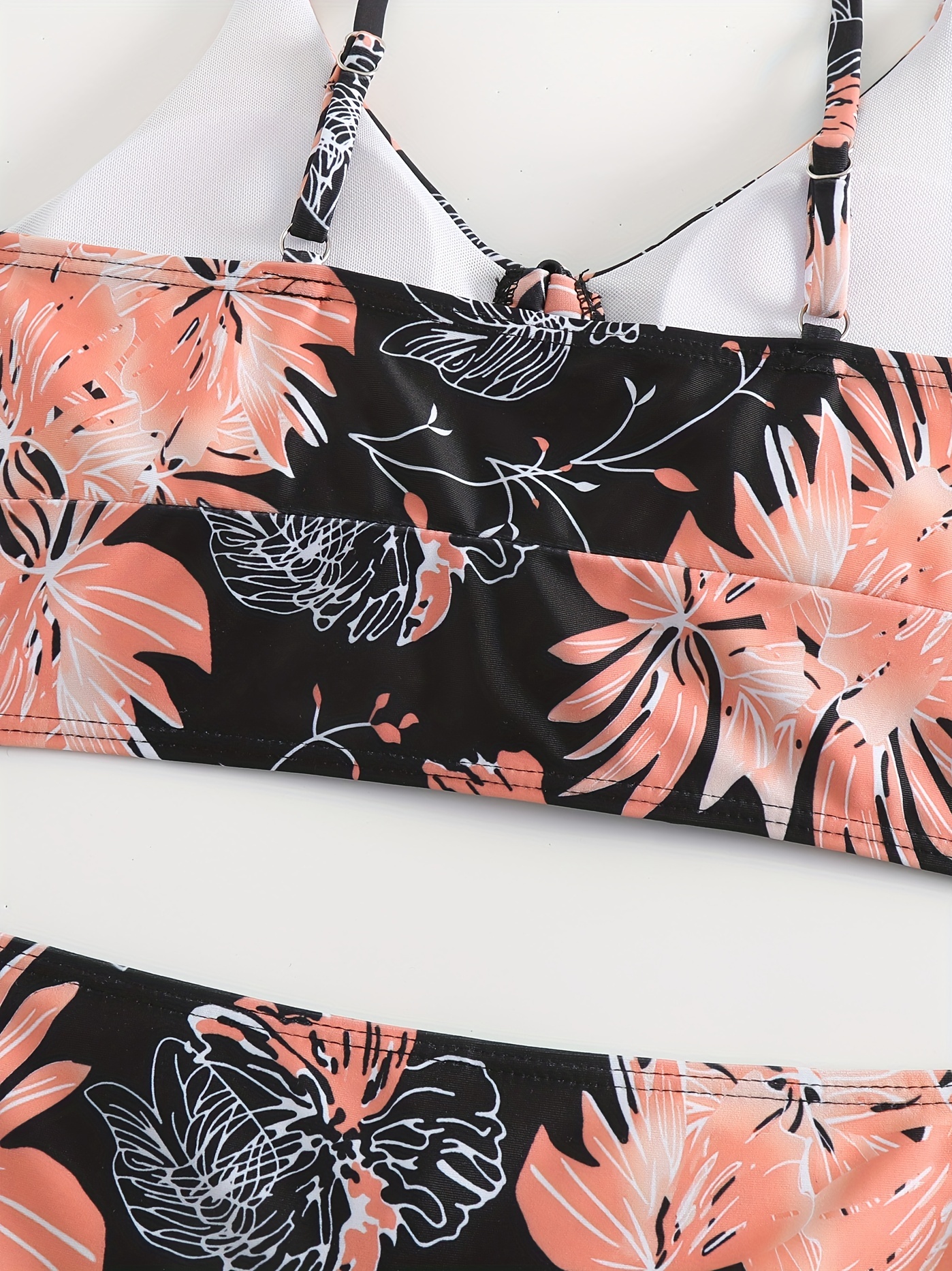 Floral Print Drawstring Bra Centre Bikini Sets High Waist - Temu