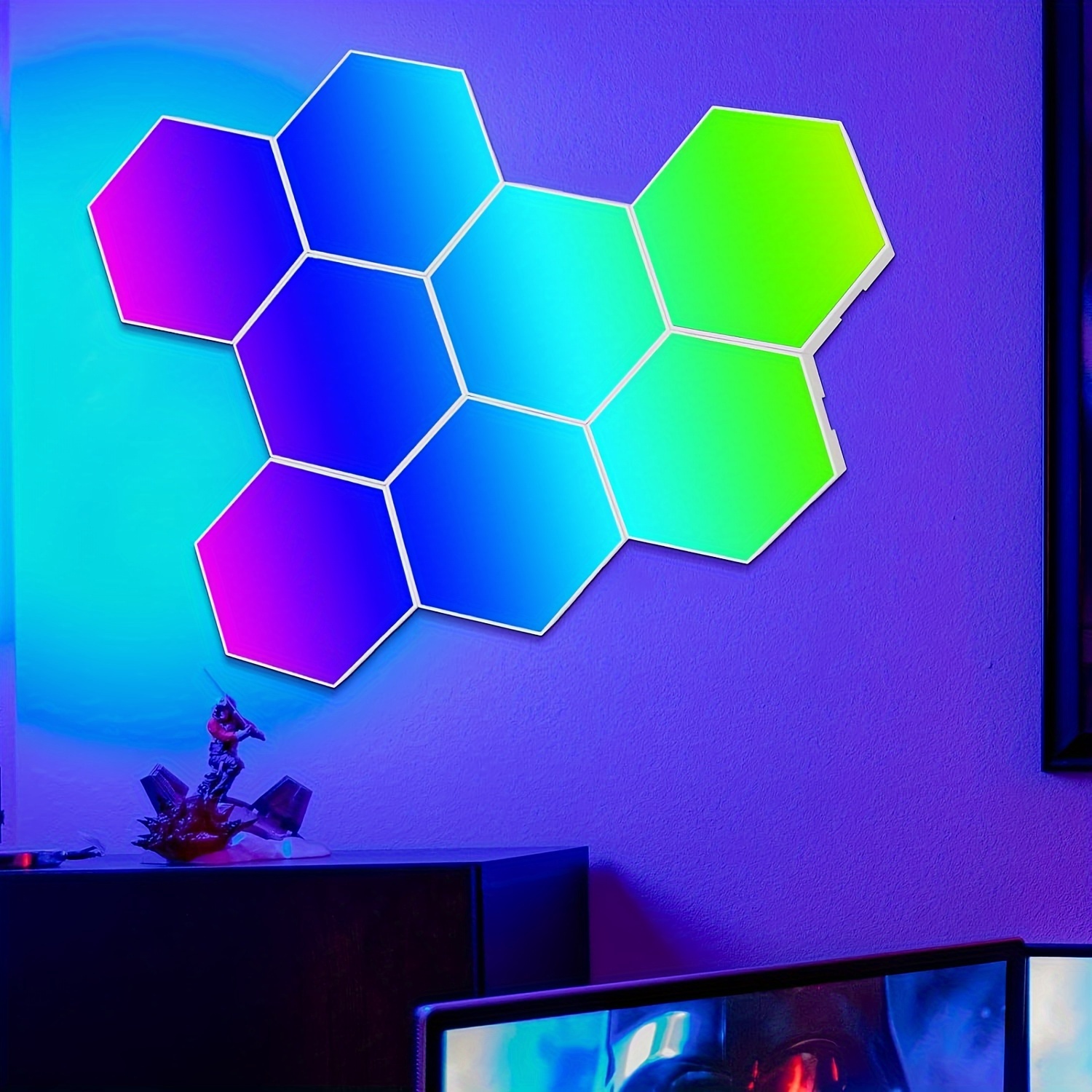 Led Hexagon Lights Remote Controlled Rgb Led Wall Lights - Temu