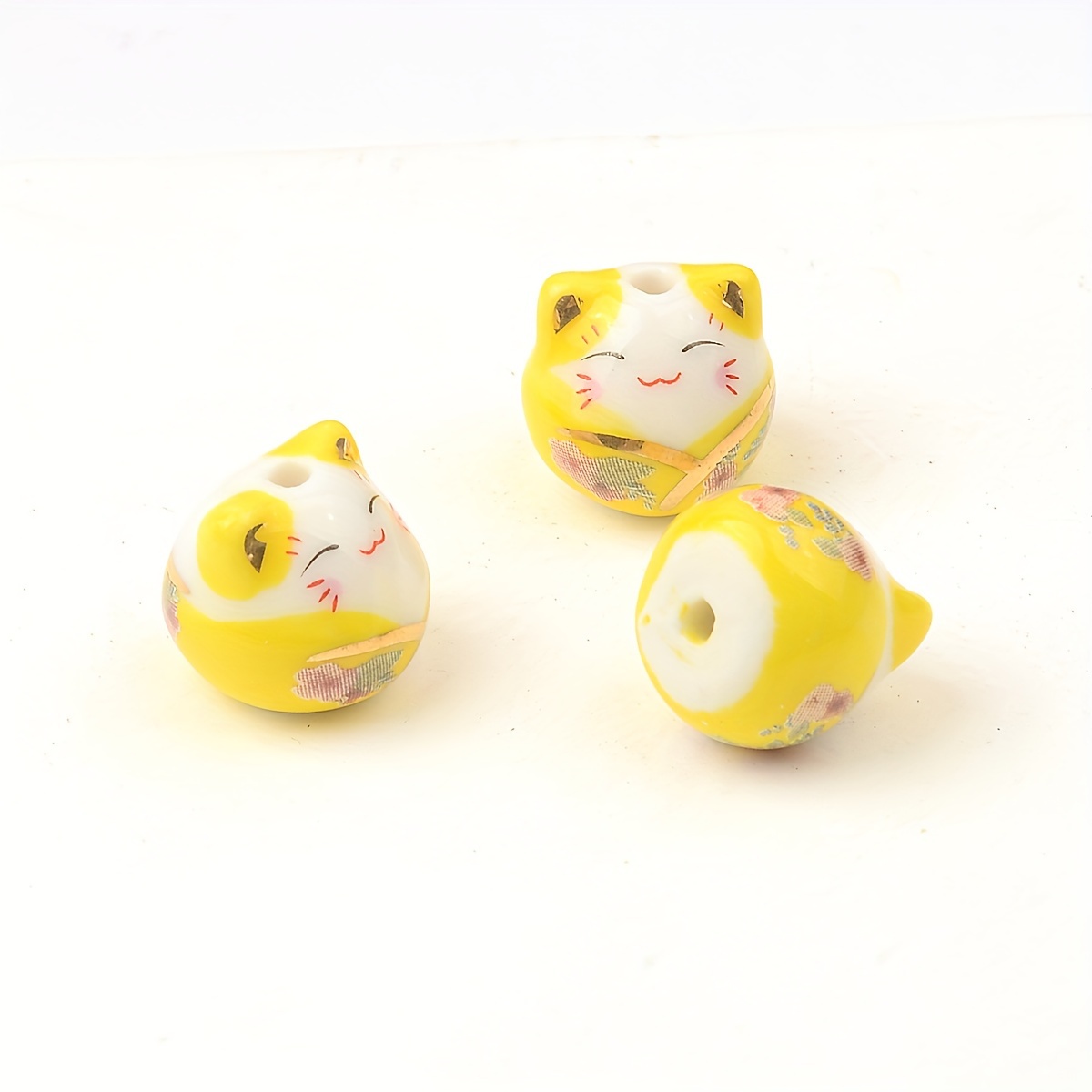 Cute Lucky Cat Ceramic Beads Diy Bracelet Necklace Jewelry - Temu