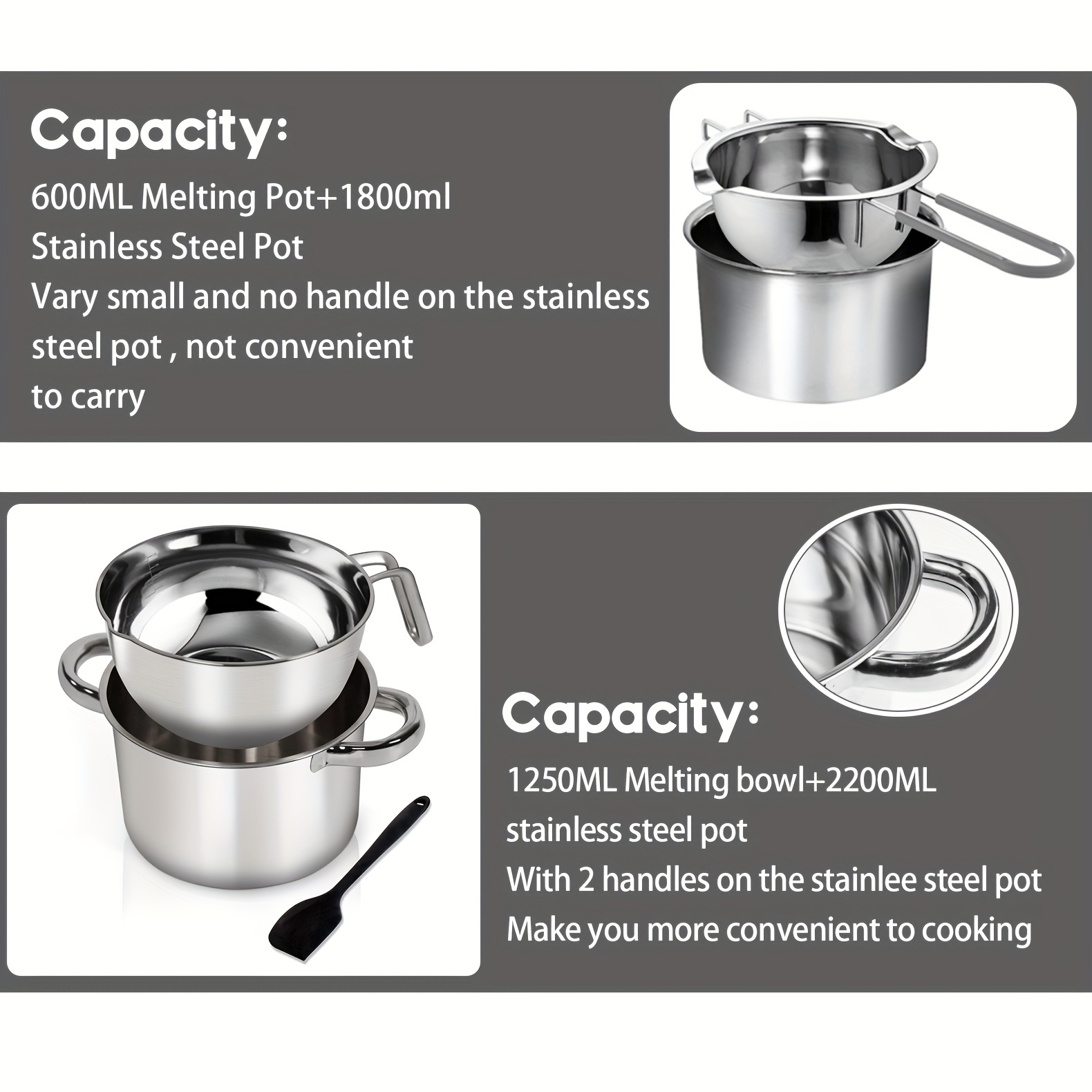 SONGZIMING 1000ml Upgrade Double Boiler Stainless Steel Melting Pot for Chocolate, Candle and Candy Making (34oz)