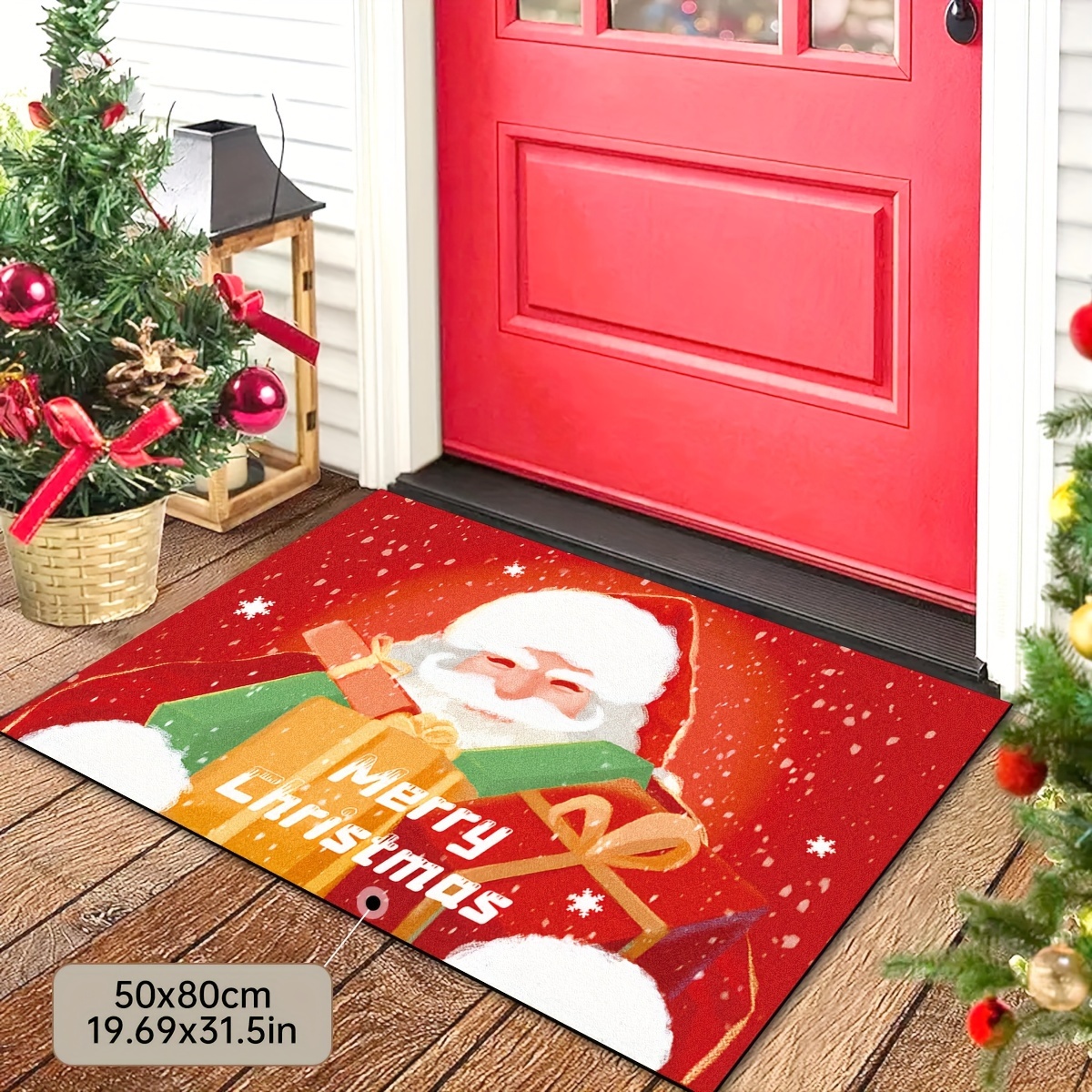 Christmas Area Rugs Santa Presents And Sleigh Rug Golden - Temu