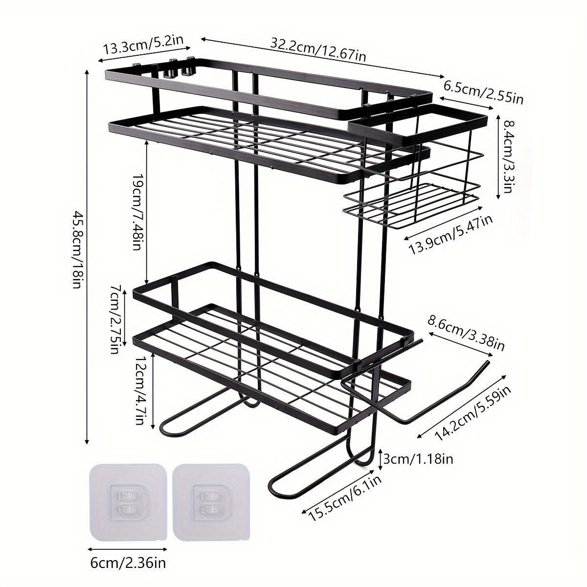 1pc Iron Bathroom Shelf Wall Mounted Shampoo Organizer Basket For  Toiletries, Punch-free Storage Rack