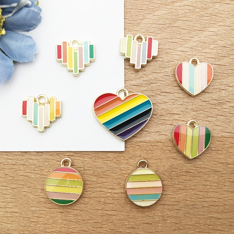 Colorful Enamel Rainbow Charms Pendants For Jewelry Making Accessories  Copper Metal Love Charms Necklace Earrings