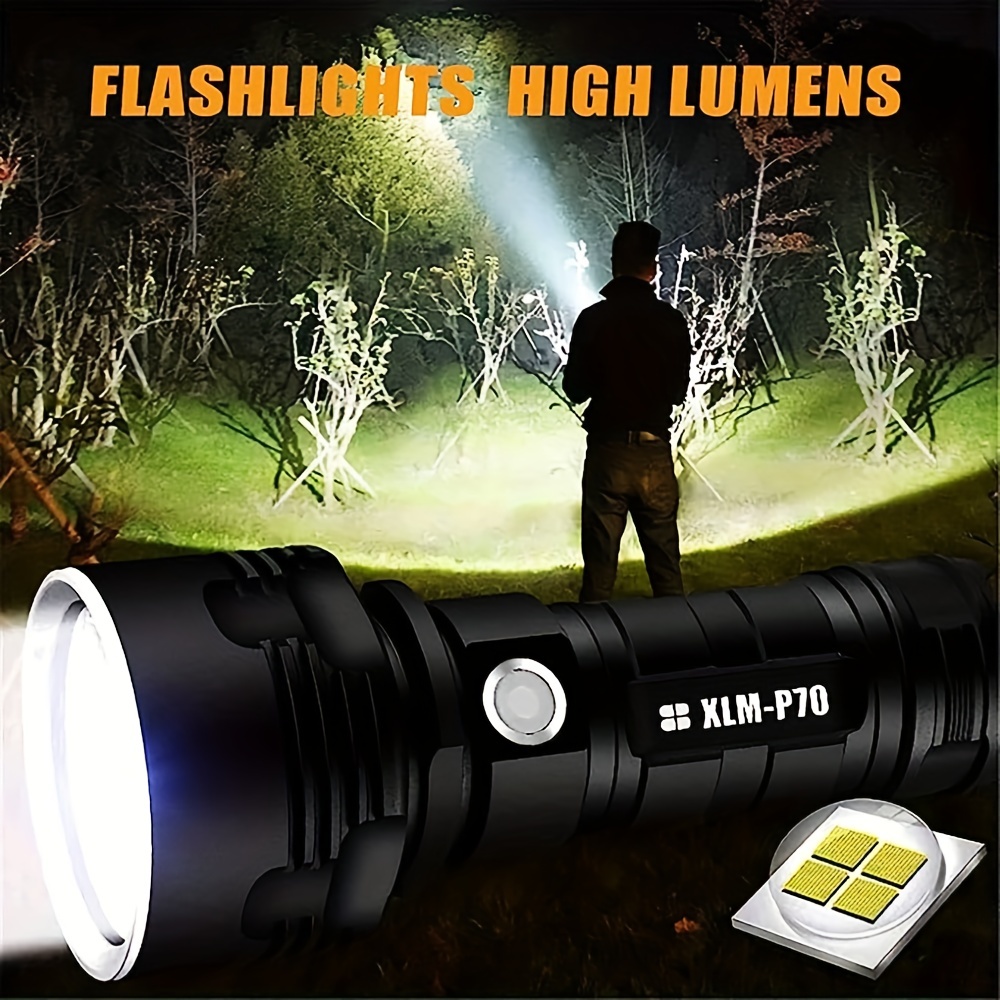 XLM-P70 Linterna LED Alta Potencia 30000-100000 Lúmenes, USB Recargable con  Indicador de Batería, Portátil Impermeable Linterna 3 Modos,para Camping