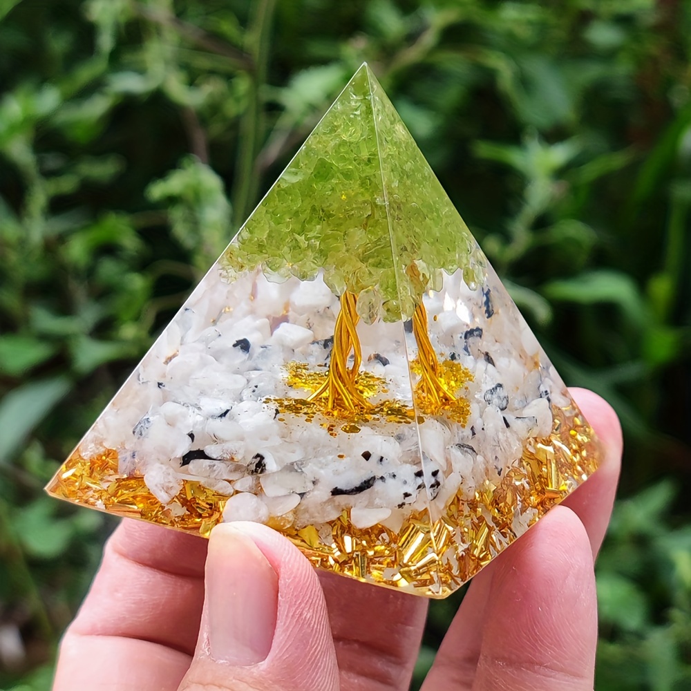 1pc Pyramide D'orgonite Arbre De Vie Pierre Naturelle Cristal