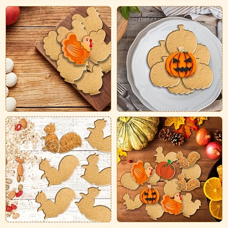 Fall Thanksgiving Large Cookie Cutters Set - 8 Pcs Stainless Steel Biscuit Fondant  Cutters 