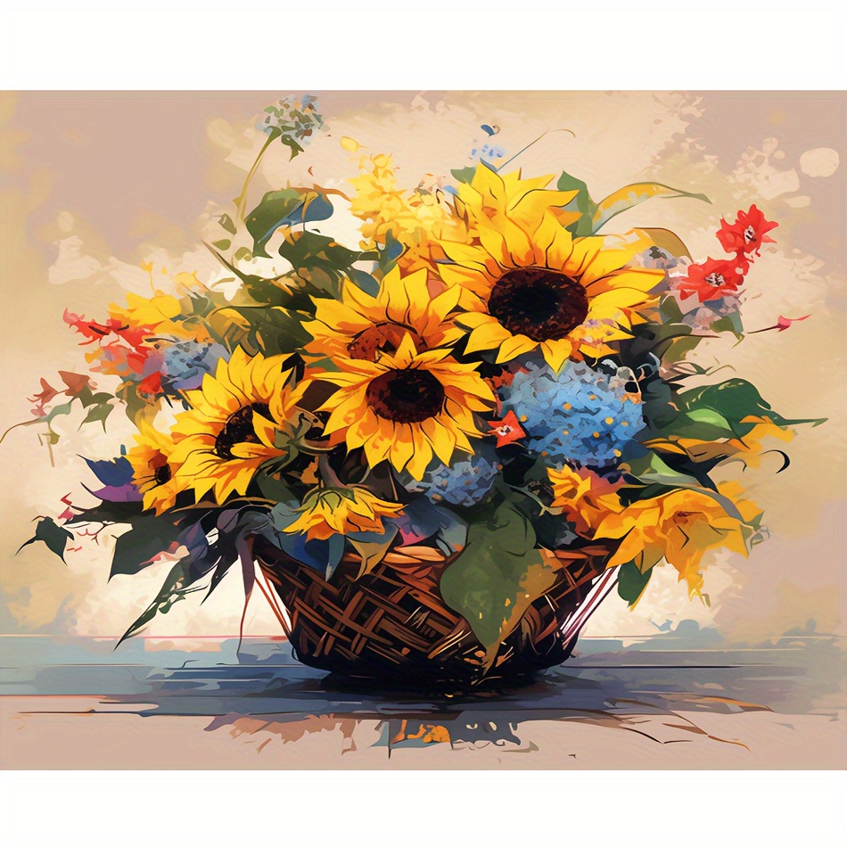 Painting Numbers Adults Kit Sunflower Acrylic Paint Numbers - Temu