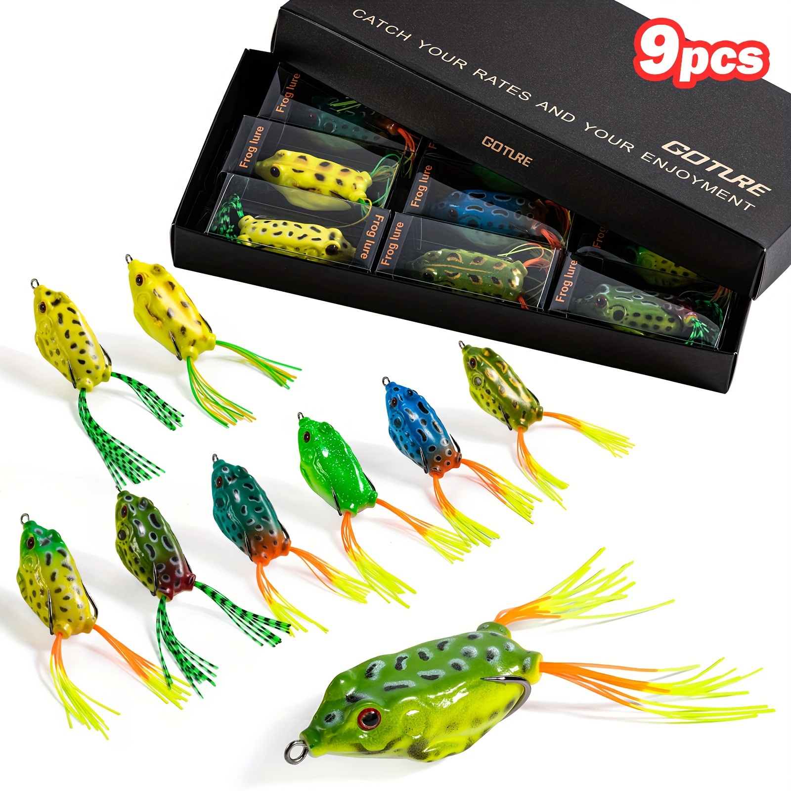 Fishing Lures Frogs Artificial Bait 3D Eyes Realistic Body Pattern Popping  Frog Lures For Fishing Hollow Body Frogs Lures