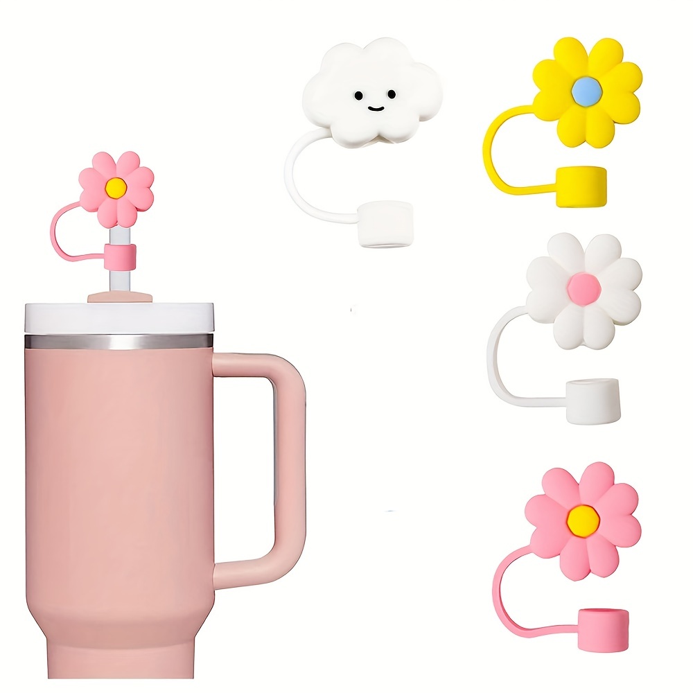 Cute Cartoon Love Flower Straw Cover, Reusable Dustproof Silicone Straw For  Straw, Cup Accessories - Temu