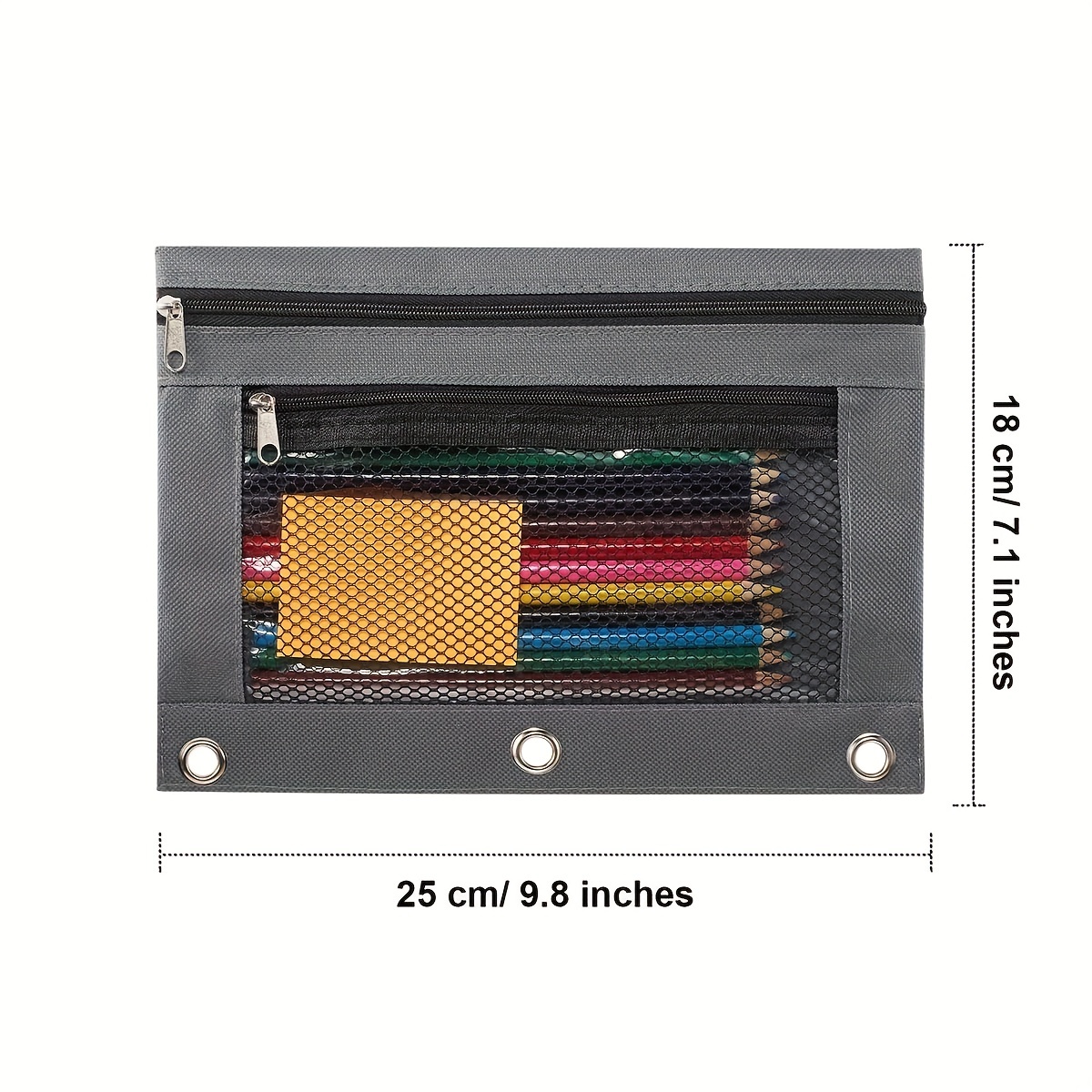 Pencil Pouch 3 Ring Binder Mesh Binder Pencil Pouch Zipper - Temu