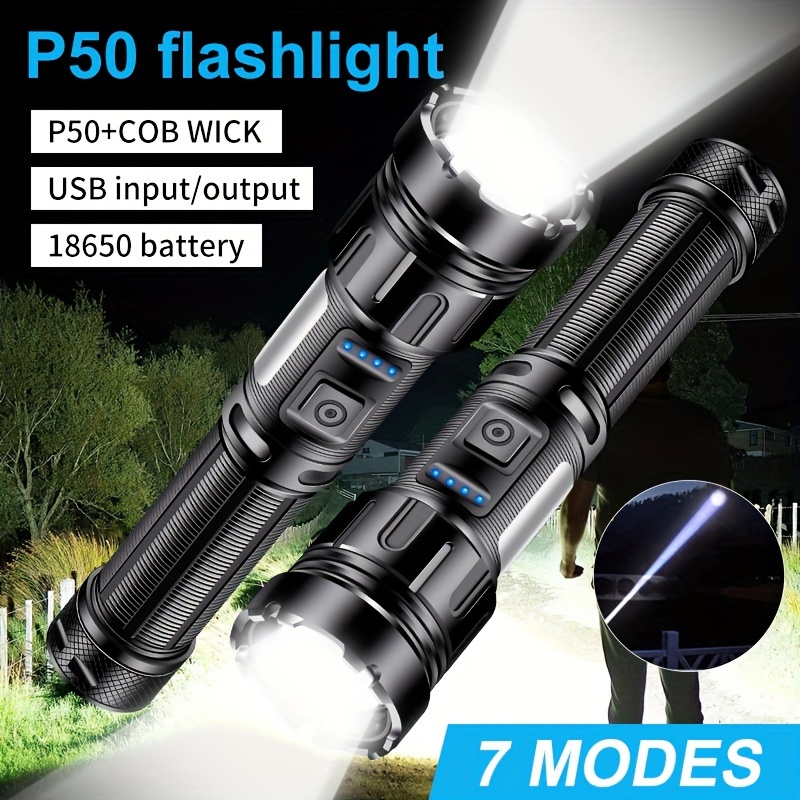 Rechargeable Flashlight 100000 lumens, Super Bright LED Flashlight