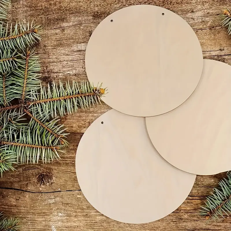 6 Pieces Blank Wood Circles 12 inch Sign Unfinished Wood Slices Front Door Decor Round Wooden Hanging Sign with Twine,Bows and Transparent Tape for