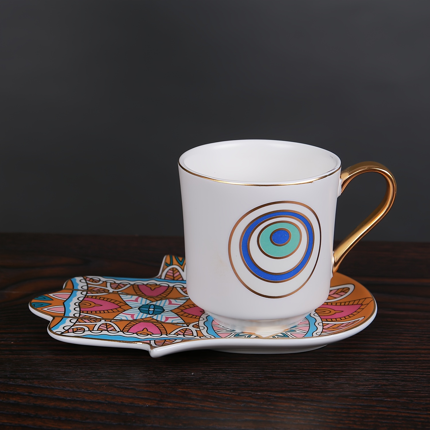 Evil Eye Cups Ceramic Coffee Mug And Plate Set Hamsa Cute - Temu