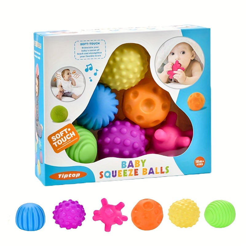 Jouet sensoriel pour bébé, Sensoriel pour nourrisson - Squeeze Ball Texture  Multi Massage Soft Balls Set, 6pcs