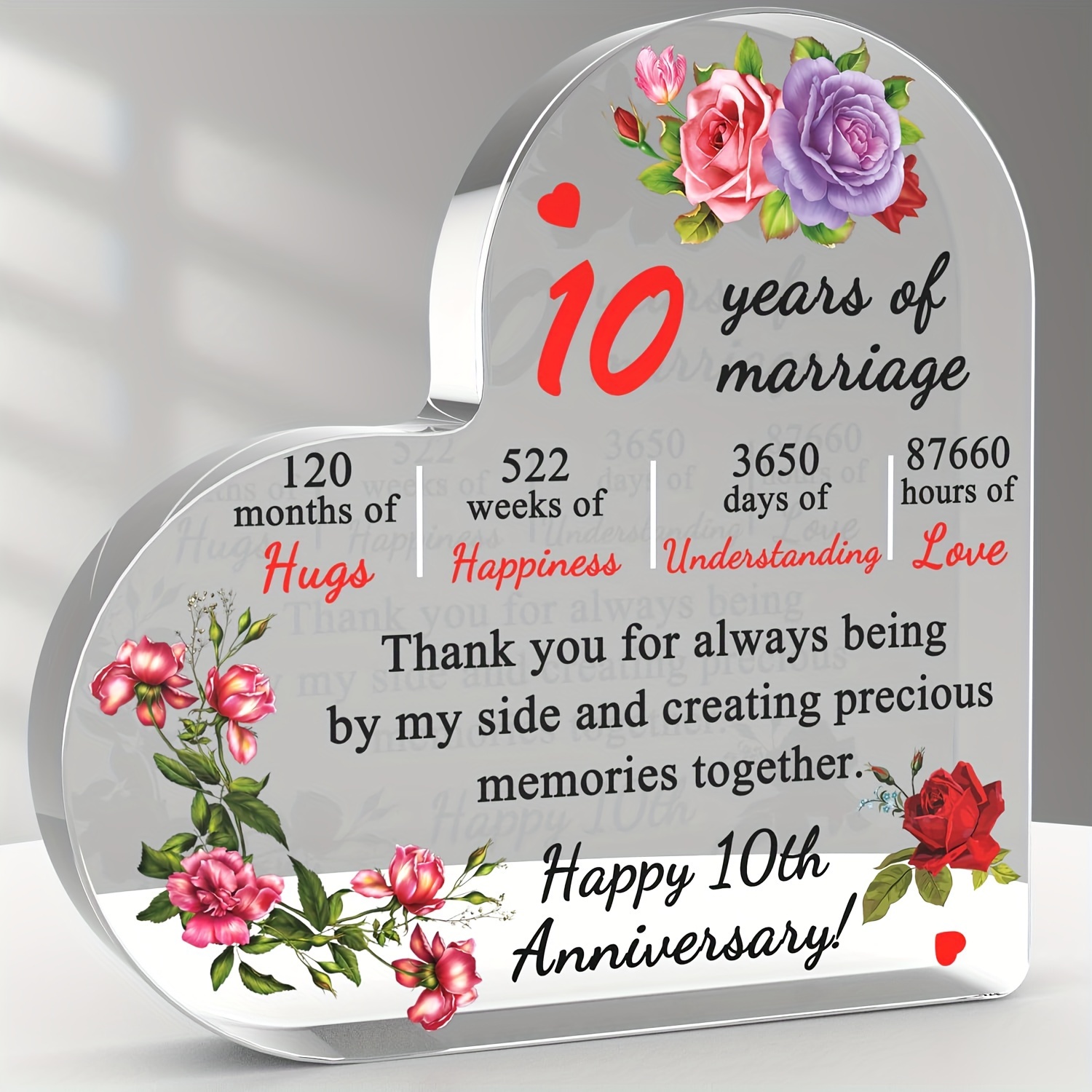 Acrylic 1 Year of Marriage Anniversary Gifts for Couple Happy 1st  Anniversary Wedding Clear Heart Paperweight Christmas Gifts Keepsake  Wedding